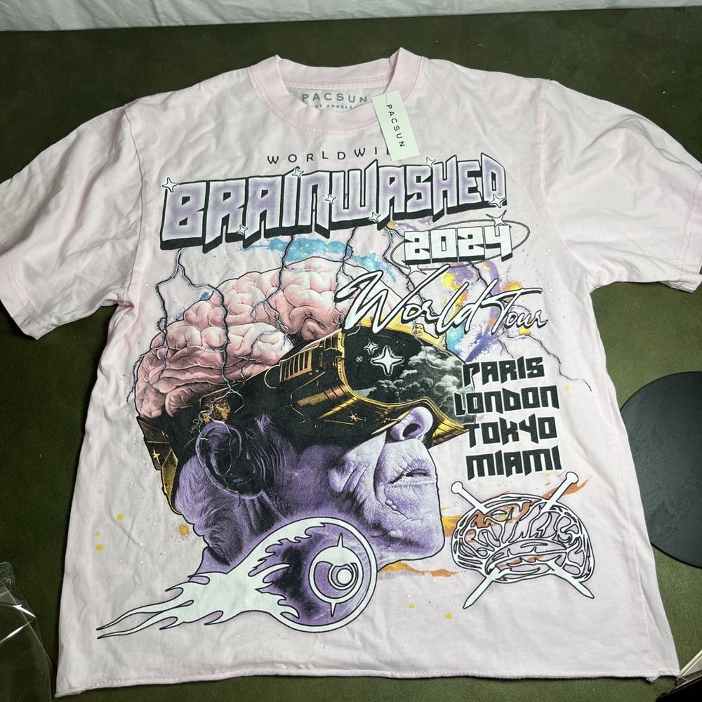 Pacsun Brainwashed Size Small Graphic T-Shirt Pink Streetwear Tee
